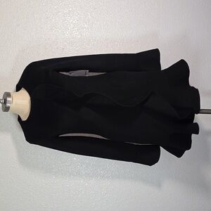 Goen J. Wool And Angora Blend Black Ruffle Coat Size Small